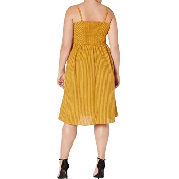 NEW City Chic Women’s Plus Size 16 Yellow Striped Button Closure Midi Dress - Picture 2 of 6